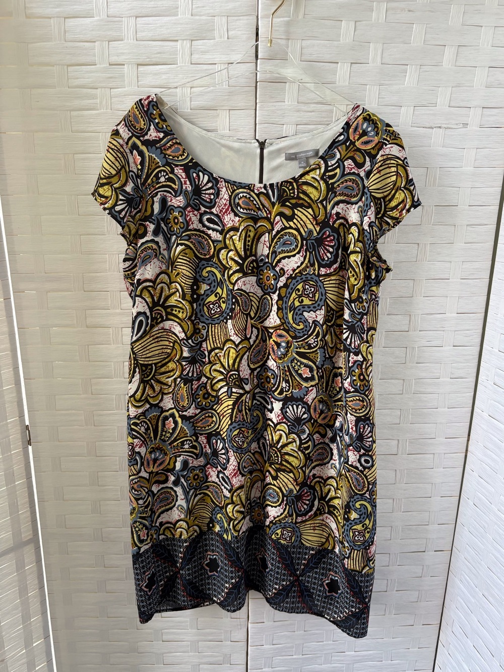 NY Collection XL Cap Sleeve Floral Sheath Dress Lined Zip Office Career Travel